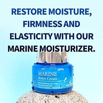 THE SKIN HOUSE Marine Active Cream 1.69 fl.oz – Deep Hydration Rich Moisturizer with Hyaluronic Acid, Betaine, Squalane, Spirulina for Dry Skin | Korean Skincare 50ml