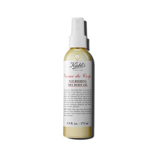 Kiehl's Creme de Corps Nourishing Dry Body Oil Spray – Lightweight, Quick-Absorbing with Squalane & Grape Seed Oil, Vanilla & Almond Scent, 5.9 fl oz Avelisse