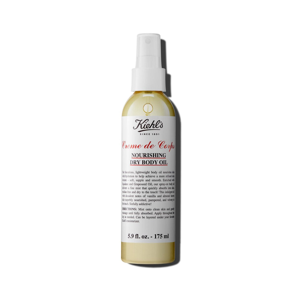 Kiehl's Creme de Corps Nourishing Dry Body Oil Spray – Lightweight, Quick-Absorbing with Squalane & Grape Seed Oil, Vanilla & Almond Scent, 5.9 fl oz Avelisse