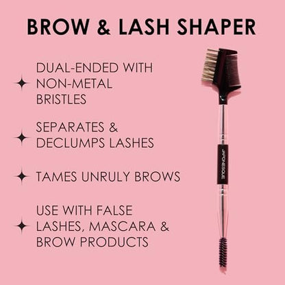 JAPONESQUE Brow & Lash Shaper with 3 Interchangeable Spoolie Brushes – Lash Separator & Brow Grooming Tool