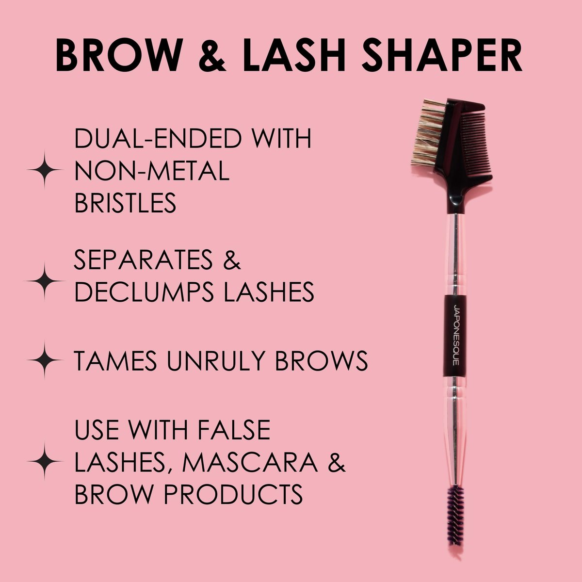 JAPONESQUE Brow & Lash Shaper with 3 Interchangeable Spoolie Brushes – Lash Separator & Brow Grooming Tool - görsel 7