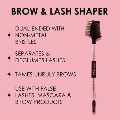 JAPONESQUE Brow & Lash Shaper with 3 Interchangeable Spoolie Brushes – Lash Separator & Brow Grooming Tool