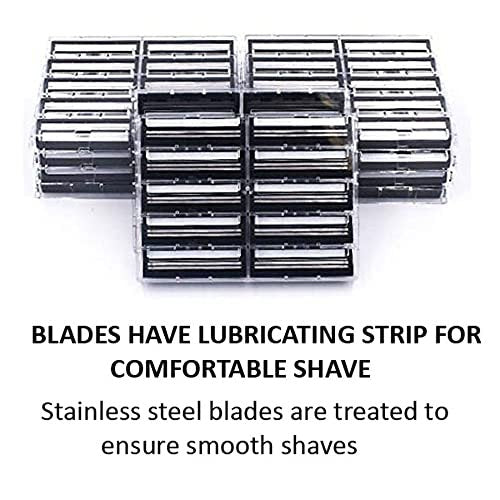 Taconic Shave 100 Twin Blade Razor Cartridges with Lubricating Strip - Compatible with Gillette Trac II, G2, Contour, Vector, Atra - Made in USA Avelisse