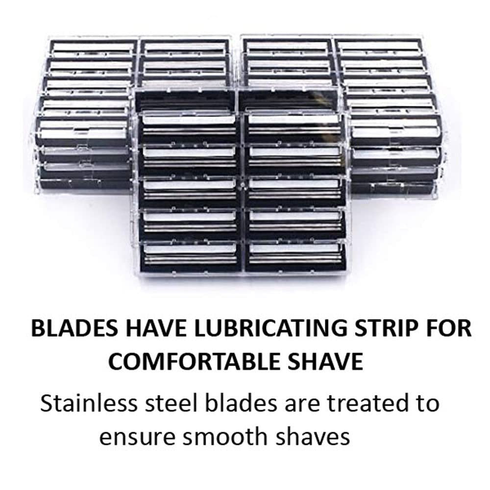 Taconic Shave 100 Twin Blade Razor Cartridges with Lubricating Strip - Compatible with Gillette Trac II, G2, Contour, Vector, Atra - Made in USA Avelisse