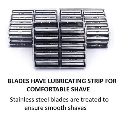 Taconic Shave 100 Twin Blade Razor Cartridges with Lubricating Strip - Compatible with Gillette Trac II, G2, Contour, Vector, Atra - Made in USA Avelisse