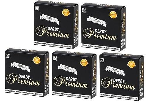 Derby Premium Single Edge Razor Blades - 500 Count Pack for Straight Razors Avelisse