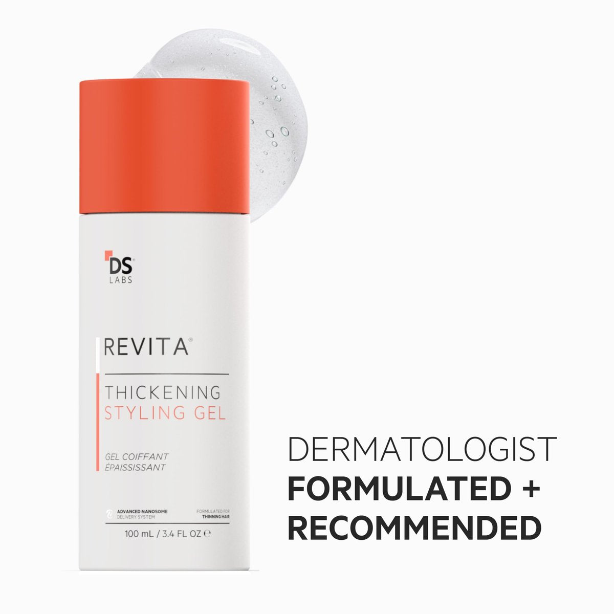 DS Laboratories Revita Hair Styling Gel - Medium Hold, Volumizing, Thicker-Looking Finish, Water-Based, No Flakes, 3.4 Fl Oz Avelisse