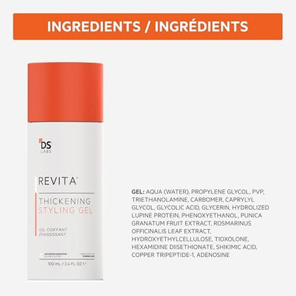 DS Laboratories Revita Hair Styling Gel - Medium Hold, Volumizing, Thicker-Looking Finish, Water-Based, No Flakes, 3.4 Fl Oz Avelisse