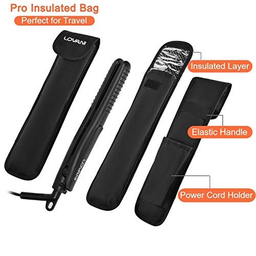 LOVANI Mini Flat Iron Travel Size - 0.5 Inch Nano Titanium Dual Voltage Hair Straightener for Worldwide Use with Heat Resistant Travel Bag Avelisse