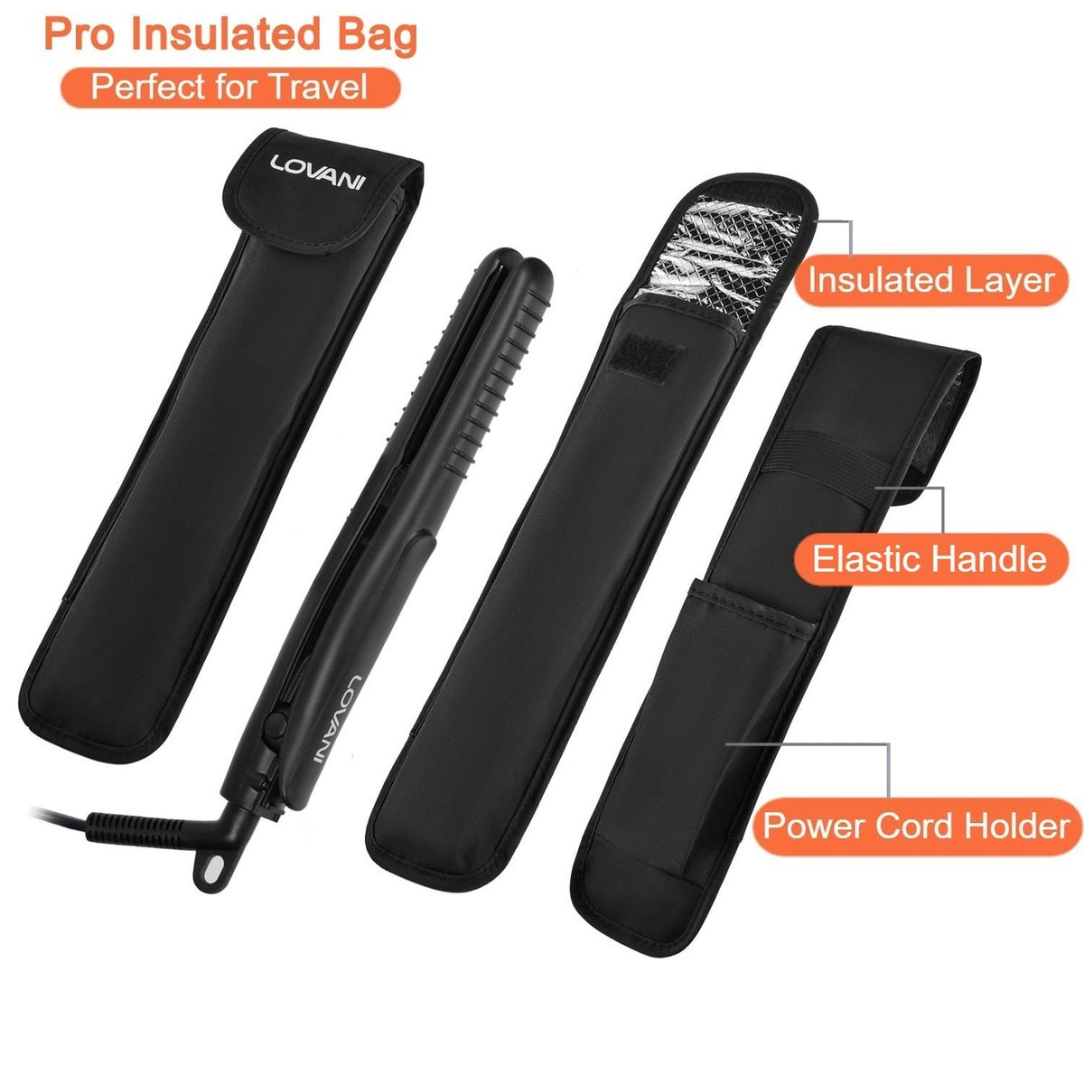 LOVANI Mini Flat Iron Travel Size - 0.5 Inch Nano Titanium Dual Voltage Hair Straightener for Worldwide Use with Heat Resistant Travel Bag Avelisse