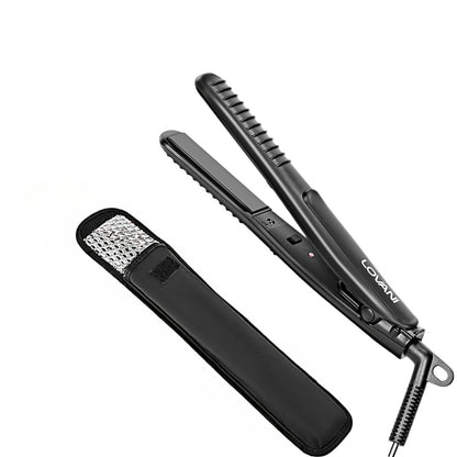 LOVANI Mini Flat Iron Travel Size - 0.5 Inch Nano Titanium Dual Voltage Hair Straightener for Worldwide Use with Heat Resistant Travel Bag Avelisse