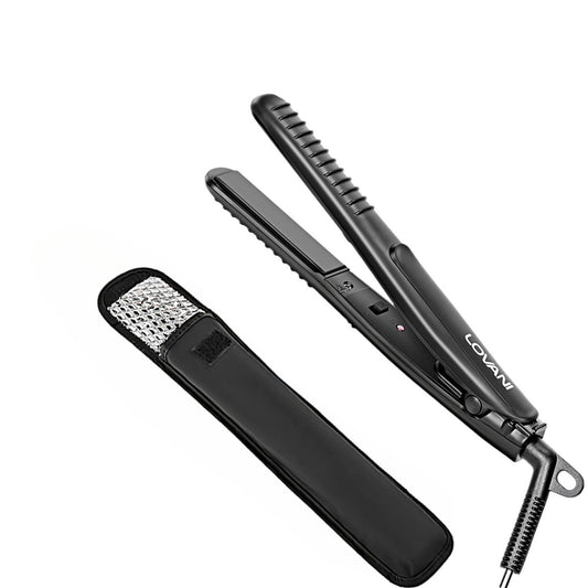 LOVANI Mini Flat Iron Travel Size - 0.5 Inch Nano Titanium Dual Voltage Hair Straightener for Worldwide Use with Heat Resistant Travel Bag Avelisse