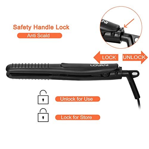 LOVANI Mini Flat Iron Travel Size - 0.5 Inch Nano Titanium Dual Voltage Hair Straightener for Worldwide Use with Heat Resistant Travel Bag Avelisse