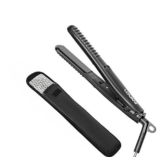 LOVANI Mini Flat Iron Travel Size - 0.5 Inch Nano Titanium Dual Voltage Hair Straightener for Worldwide Use with Heat Resistant Travel Bag Avelisse