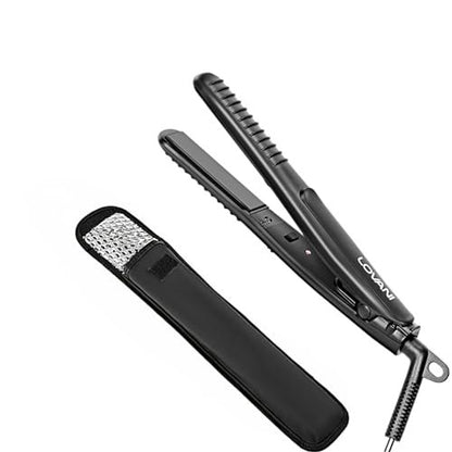 LOVANI Mini Flat Iron Travel Size - 0.5 Inch Nano Titanium Dual Voltage Hair Straightener for Worldwide Use with Heat Resistant Travel Bag Avelisse