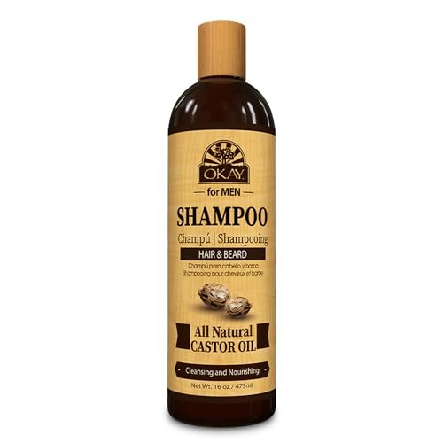 OKAY for Men Castor Oil Hair & Beard Shampoo - Hydrating Shampoo for Healthy Hair & Beard Growth, Moisturizing Care, Strengthen & Restore Damage, Natural, Sulfate-Free - 16 Oz (Pack of 2) - görsel 2