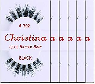 Christina Eyelashes 702 - 6 Pack | Natural Black Human Hair False Lashes