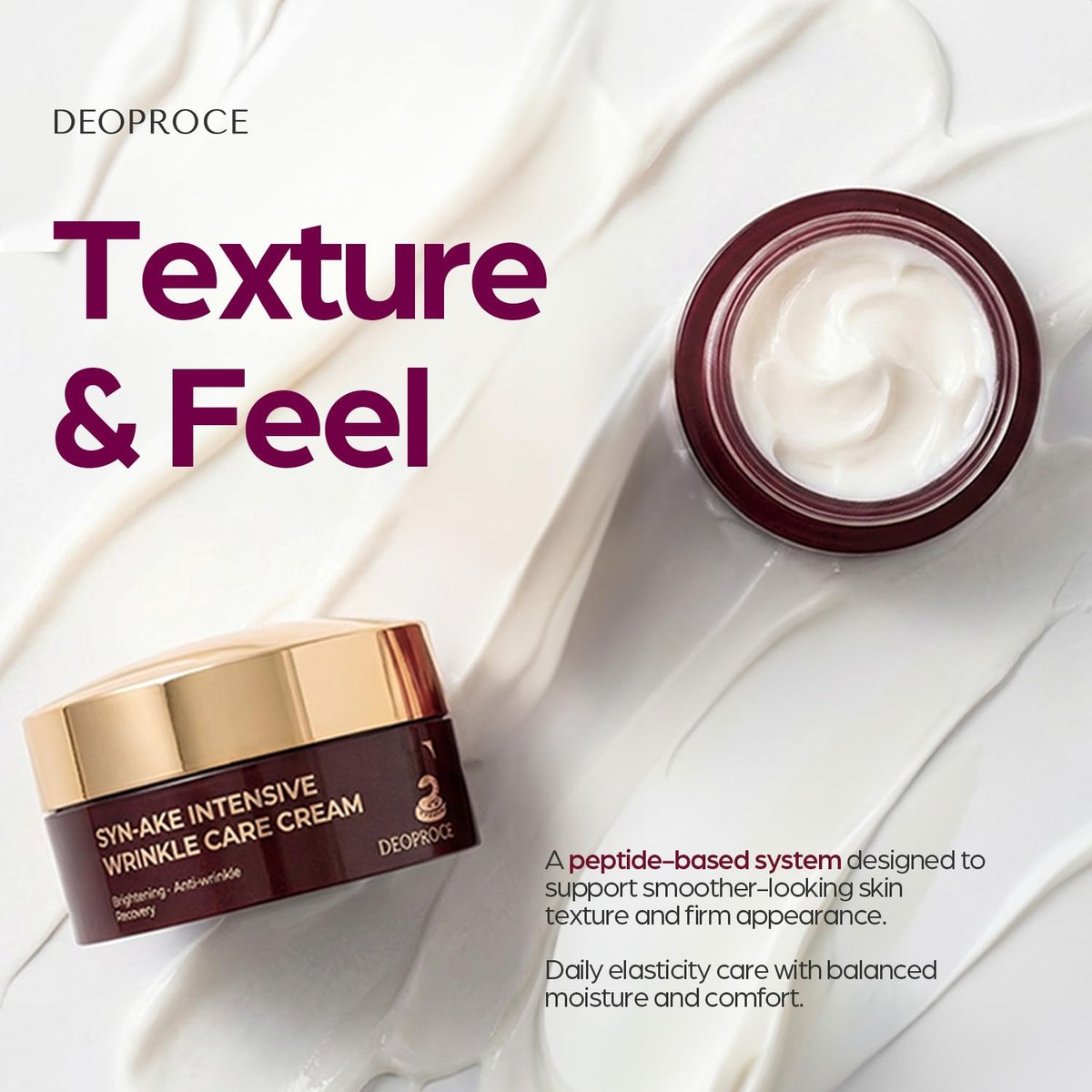 Deoproce SYN-AKE Intensive Wrinkle Care Cream 100g – Brightening & Smoothing Facial Moisturizer with Peptide, Niacinamide & Adenosine – Hydrating Korean Skin Care – Made in Korea Avelisse