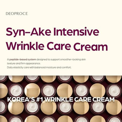 Deoproce SYN-AKE Intensive Wrinkle Care Cream 100g – Brightening & Smoothing Facial Moisturizer with Peptide, Niacinamide & Adenosine – Hydrating Korean Skin Care – Made in Korea Avelisse