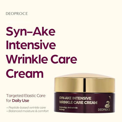 Deoproce SYN-AKE Intensive Wrinkle Care Cream 100g – Brightening & Smoothing Facial Moisturizer with Peptide, Niacinamide & Adenosine – Hydrating Korean Skin Care – Made in Korea Avelisse
