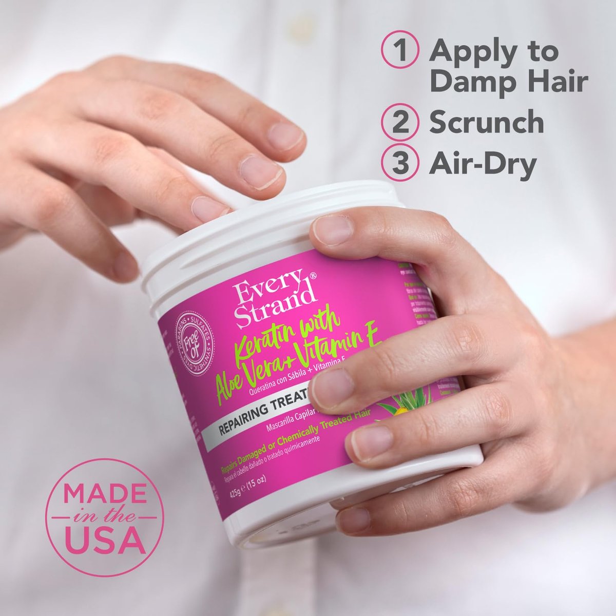 Every Strand Keratin Hair Masque - 15 oz Deep Conditioning Treatment for Dry, Damaged, and Curly Hair - görsel 3
