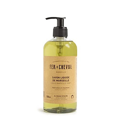 Fer à Cheval Savon De Marseille Liquid Soap - Organic Olive Oil Hand Wash, 500 ml / 16.9 fl oz