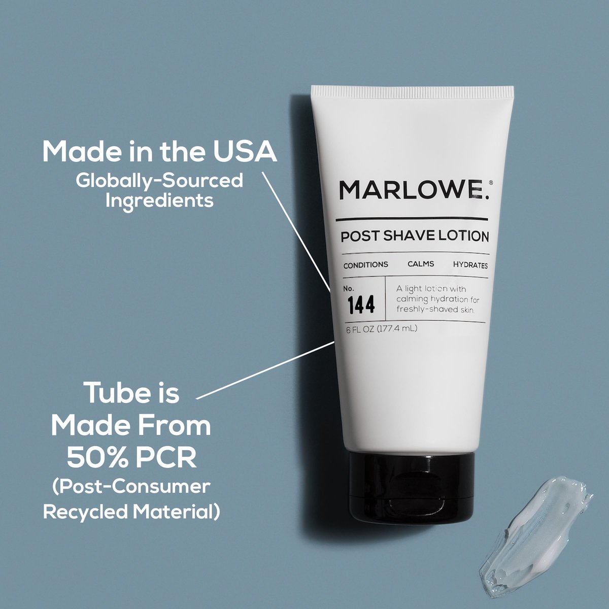 MARLOWE. No. 144 Post Shave Lotion 6 oz – Conditioning Aftershave with Green Tea, Deep Sea Algae, Willow Bark & Passion Flower Extract, Hydrates, Calms & Nourishes Skin, Aloe Citron Scent Avelisse
