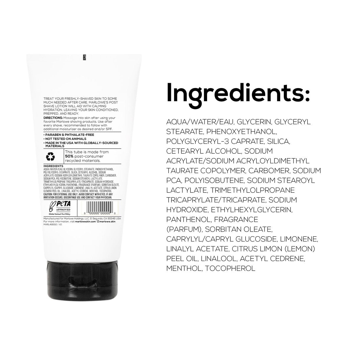 MARLOWE. No. 144 Post Shave Lotion 6 oz – Conditioning Aftershave with Green Tea, Deep Sea Algae, Willow Bark & Passion Flower Extract, Hydrates, Calms & Nourishes Skin, Aloe Citron Scent Avelisse