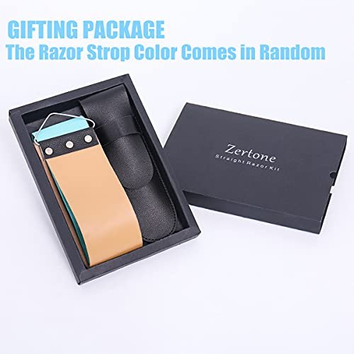Zertone Straight Razor for Men Kit with Strop - Natural Wood Scale, High Hardness Carbon Steel Cutthroat Razor Shaving Kit, Vintage Wood Handle Avelisse