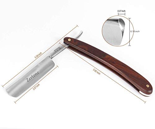Zertone Straight Razor for Men Kit with Strop - Natural Wood Scale, High Hardness Carbon Steel Cutthroat Razor Shaving Kit, Vintage Wood Handle Avelisse