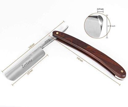 Zertone Straight Razor for Men Kit with Strop - Natural Wood Scale, High Hardness Carbon Steel Cutthroat Razor Shaving Kit, Vintage Wood Handle Avelisse