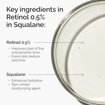 The Ordinary Retinol 0.5% in Squalane - Intermediate Anti-Aging Face Serum, Skin Smoothing, 1 Fl Oz