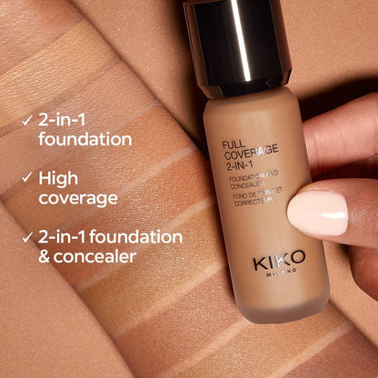 KIKO Milano Full Coverage 2-in-1 Foundation & Concealer - N80 Neutral | Superior Coverage Foundation and Concealer