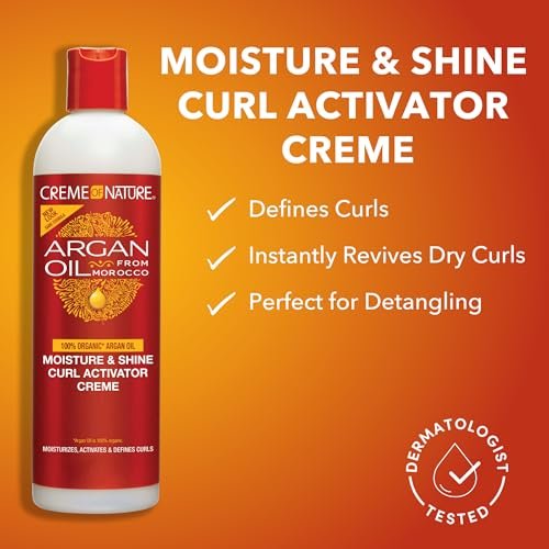 Creme of Nature Moisture & Shine Curl Activator Creme with Argan Oil, Defines & Smooths Curls, Anti-Frizz, 12 oz - görsel 8