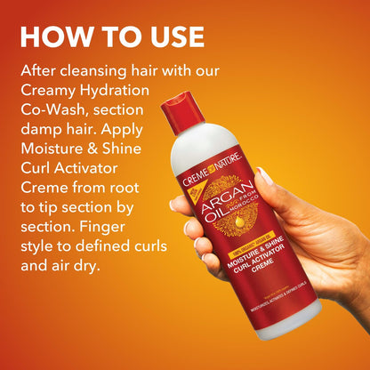 Creme of Nature Moisture & Shine Curl Activator Creme with Argan Oil, Defines & Smooths Curls, Anti-Frizz, 12 oz