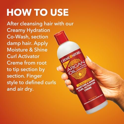 Creme of Nature Moisture & Shine Curl Activator Creme with Argan Oil, Defines & Smooths Curls, Anti-Frizz, 12 oz - görsel 12