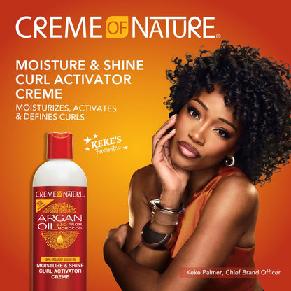 Creme of Nature Moisture & Shine Curl Activator Creme with Argan Oil, Defines & Smooths Curls, Anti-Frizz, 12 oz