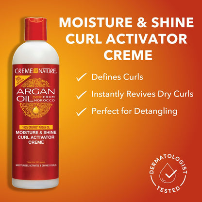 Creme of Nature Moisture & Shine Curl Activator Creme with Argan Oil, Defines & Smooths Curls, Anti-Frizz, 12 oz