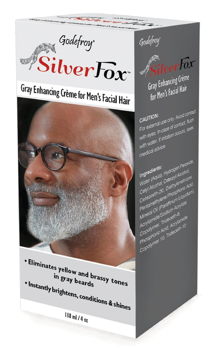 Godefroy Silver Fox Men's Silver and Gray Beard Brightener for Ethnic Hair Types, 4 oz Avelisse