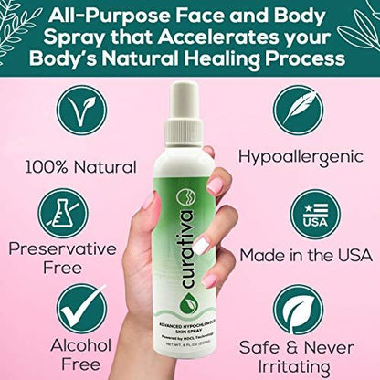 Curativa Bay .02% Hypochlorous Skin Spray – 8 oz | Organic Face Mist for Clear, Healthy Skin Avelisse