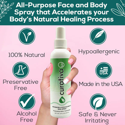 Curativa Bay .02% Hypochlorous Skin Spray – 8 oz | Organic Face Mist for Clear, Healthy Skin Avelisse
