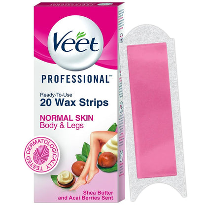 Veet Full Body Waxing Kit for Normal Skin, 20 Count - At-Home Hair Removal