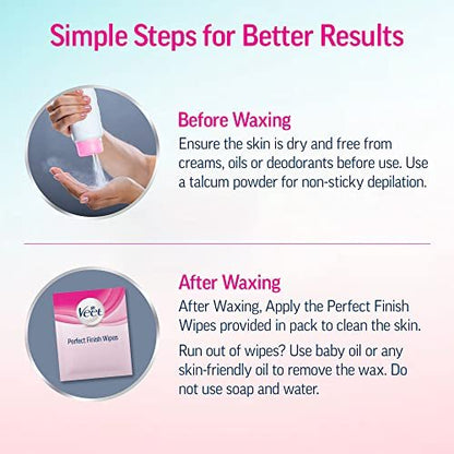 Veet Full Body Waxing Kit for Normal Skin, 20 Count - At-Home Hair Removal