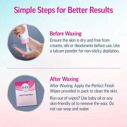 Veet Full Body Waxing Kit for Normal Skin, 20 Count - At-Home Hair Removal