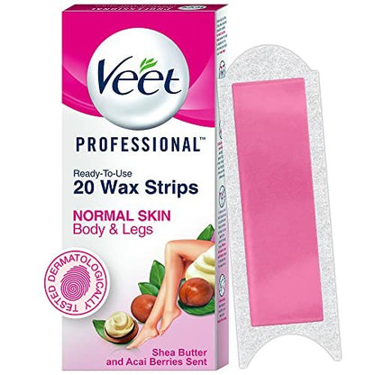 Veet Full Body Waxing Kit for Normal Skin, 20 Count - At-Home Hair Removal