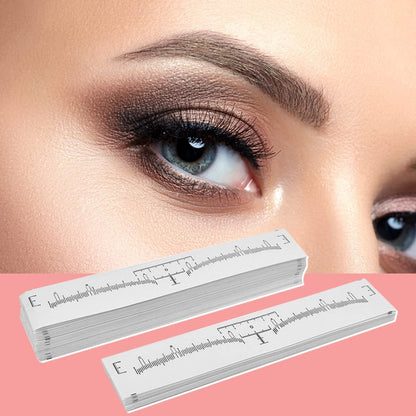 KINGMAS 100 Pack Disposable Eyebrow Rulers, Microblading Adhesive Brow Stickers & Stencil Guide Measuring Tool