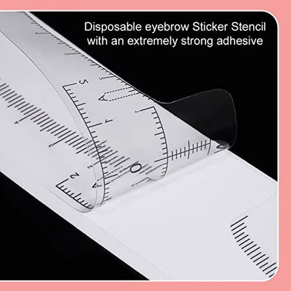 KINGMAS 100 Pack Disposable Eyebrow Rulers, Microblading Adhesive Brow Stickers & Stencil Guide Measuring Tool