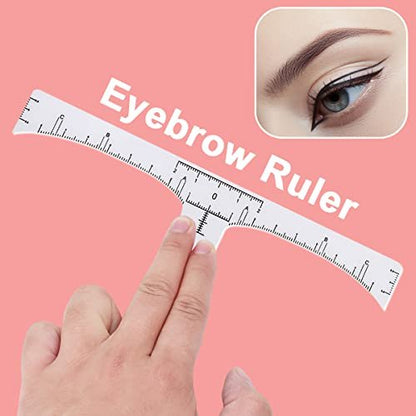 KINGMAS 100 Pack Disposable Eyebrow Rulers, Microblading Adhesive Brow Stickers & Stencil Guide Measuring Tool
