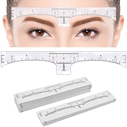 KINGMAS 100 Pack Disposable Eyebrow Rulers, Microblading Adhesive Brow Stickers & Stencil Guide Measuring Tool - görsel 2