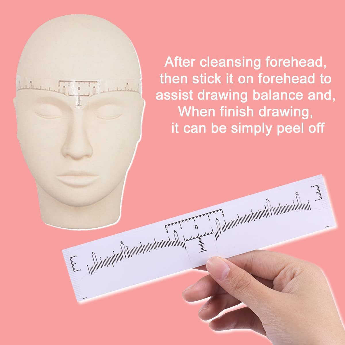 KINGMAS 100 Pack Disposable Eyebrow Rulers, Microblading Adhesive Brow Stickers & Stencil Guide Measuring Tool - görsel 3